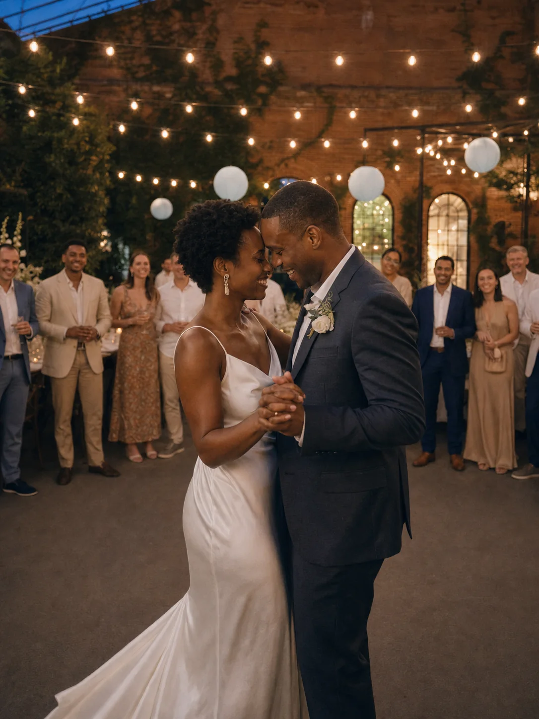 The first dance from the woman holding the phone on the left